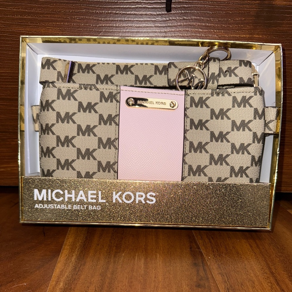 Michael Kors Beige and Pink Belt Bag